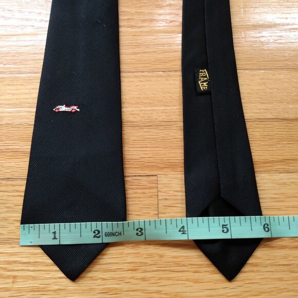 Vintage MG Roadster Cars Skinny Tie by Frame 2.5" Wide Black Embroidered Morris - Picture 9 of 16